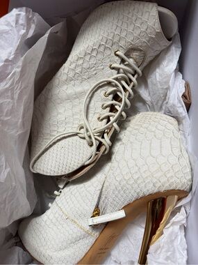 Giuseppe Zanotti White Python Heel Boots